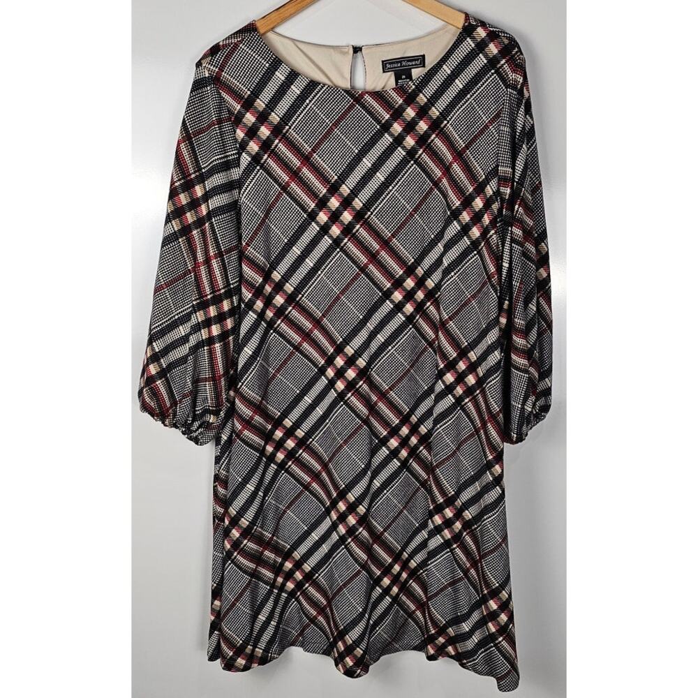 Jessica Howard plaid dress womens size 2X lined comfortable